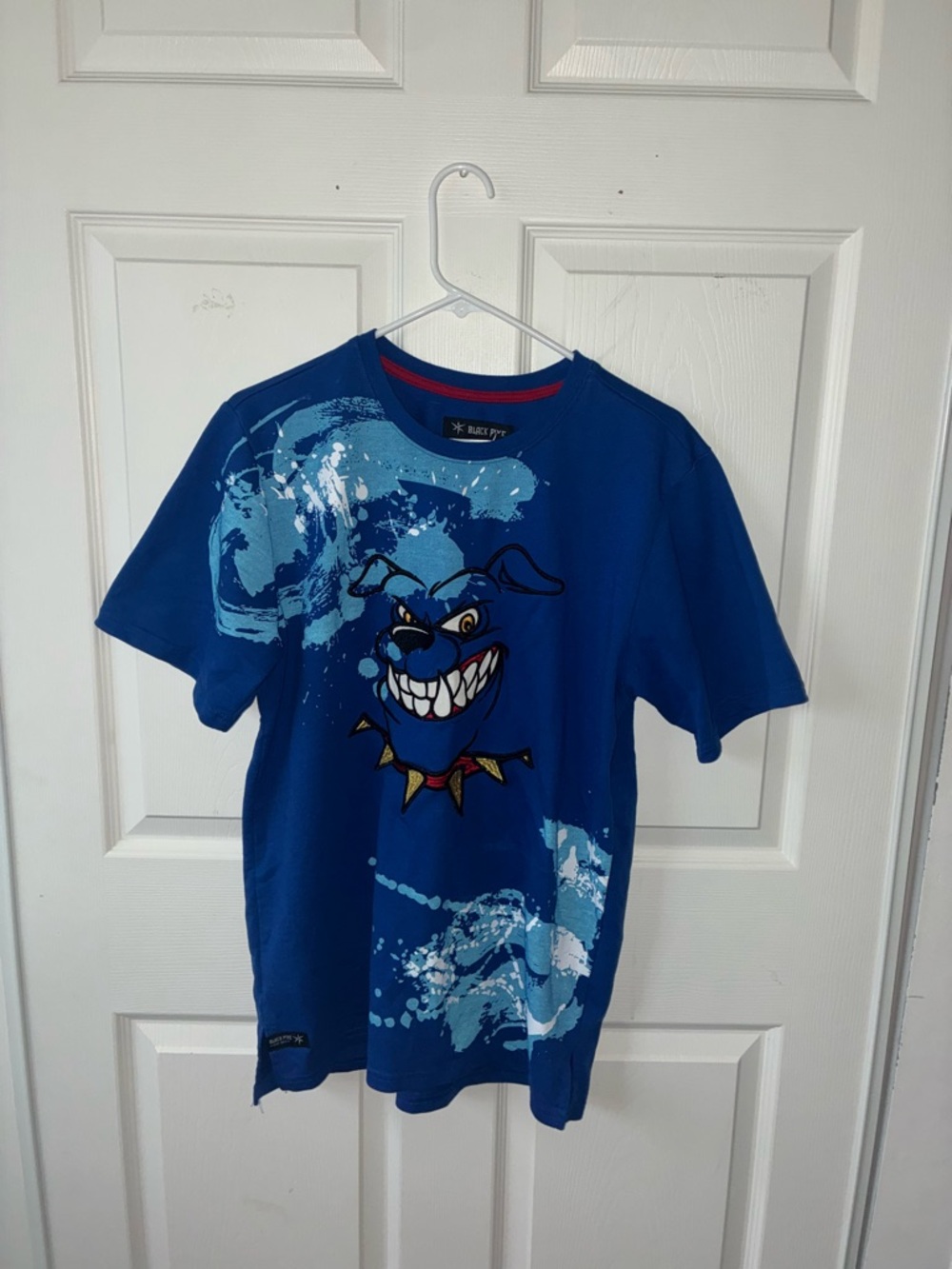 Blue Graphic Short-Sleeve Tee with Playful Monster Motif